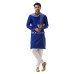 Men Royal Blue Embroidered Cotton Straight Punjabi (NS84)